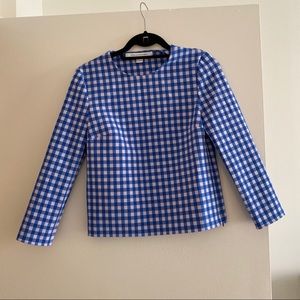 DVF Giselle Blue and White gingham top, size 2